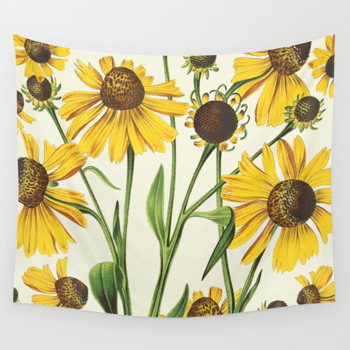 Aesthetic Vintage Sunflowers, Bouquet Wall Tapestry