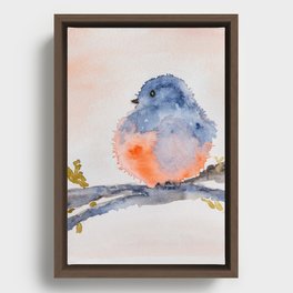 bird on branch Framed Canvas