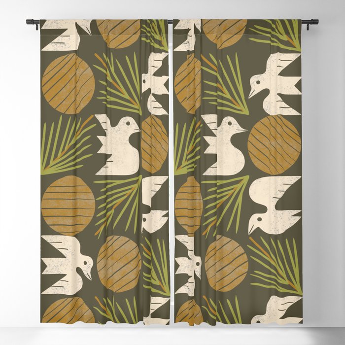 Pine Forest Doves Blackout Curtain