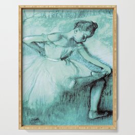 Dancer  by Edgar Degas Teal Serving Tray