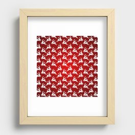 Christmas Pattern Red White Deer Retro Recessed Framed Print