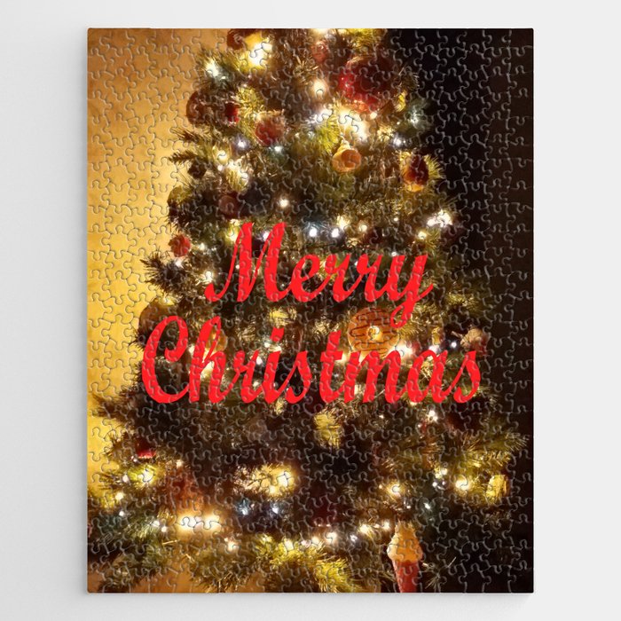 Christmas Tree Merry Christmas Greeting Jigsaw Puzzle