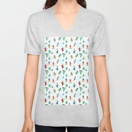 Skiers from Top View V Neck T Shirt