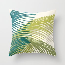 Green Palm Leaf Silhouettes Throw Pillow