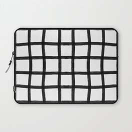 Hand Drawn Thick Windowpane Textured Grid (black/white) Laptop Sleeve