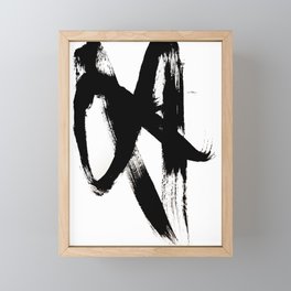 Brushstroke 2 - simple black and white Framed Mini Art Print