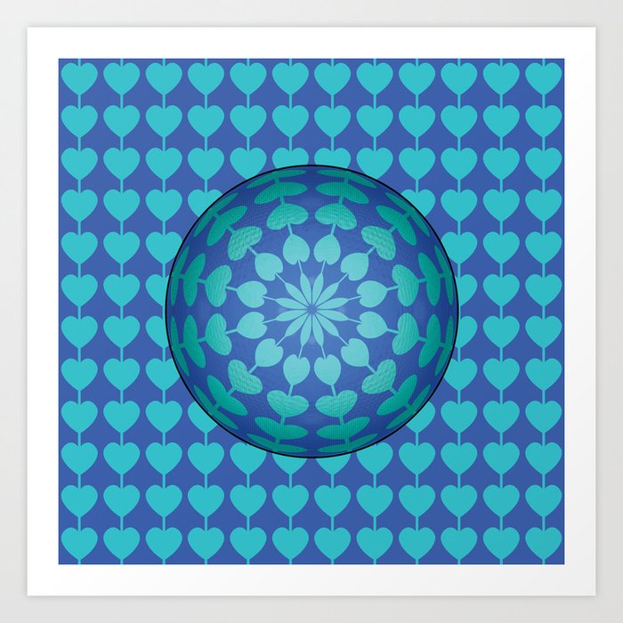 Blue Heart Strings 3D Sphere Art Print