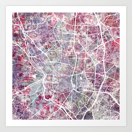 Madrid map Art Print