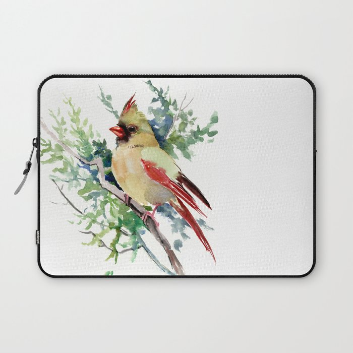 Cardinal Bird Artwork, female cardinal bird Laptop Sleeve