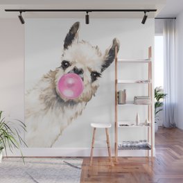 Bubble Gum Sneaky Llama Wall Mural