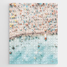 Aerial Beach Print, Aerial Umbrellas Photography, Beach Art Print, Seaside Beach Print, Beach Art Jigsaw Puzzle