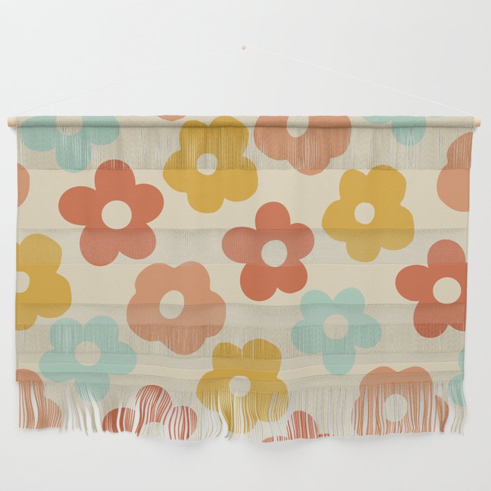 Retro Daisies 1960s Colors Wall Hanging