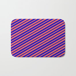 [ Thumbnail: Red and Blue Colored Lines Pattern Bath Mat ]
