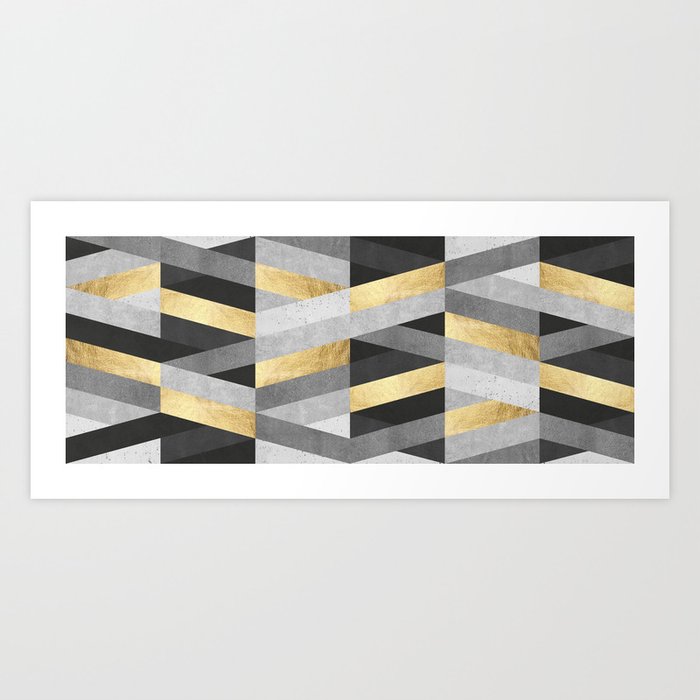 Gold and gray lines IV Art Print