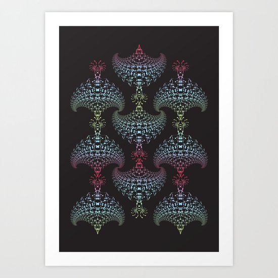 Tribal Eagle Rainbow Pattern on black Art Print