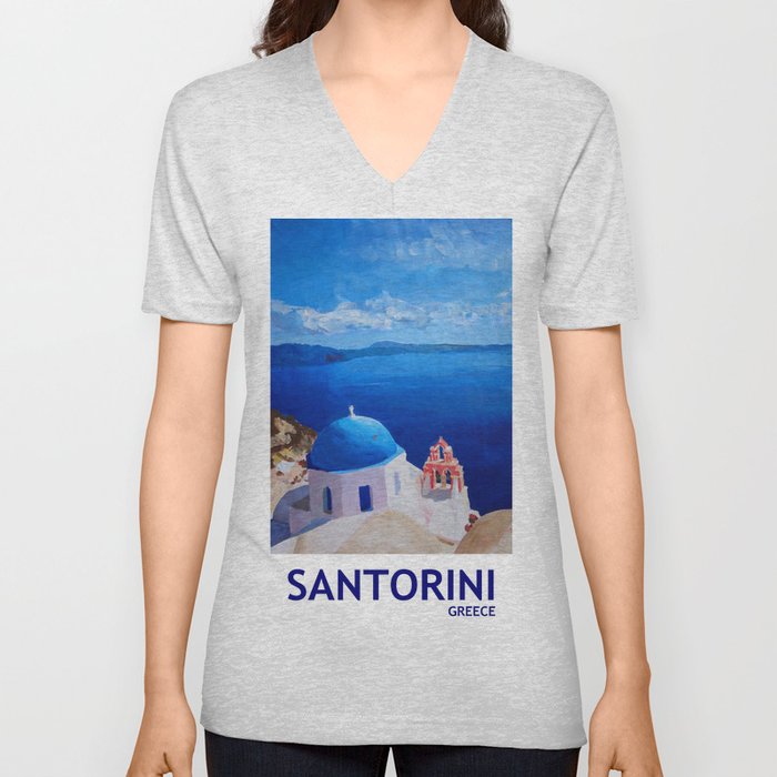 Santorini, Greece - View from Oia Retro Poster V Neck T Shirt