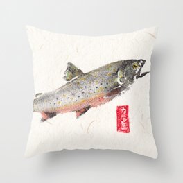 Brook Trout in Spawning colors-Gyotaku Throw Pillow