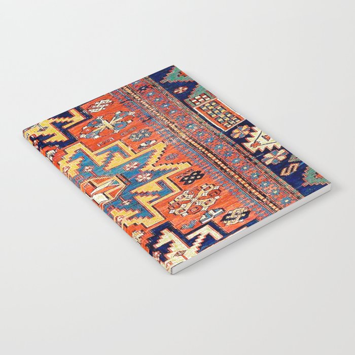 Southwestern Farmhouse IV // 19th Century Colorful Red Yellow Blue Green Aztec Farm Stars Pattern Notebook