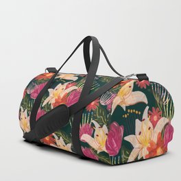 emerald watercolor floral pattern Duffle Bag