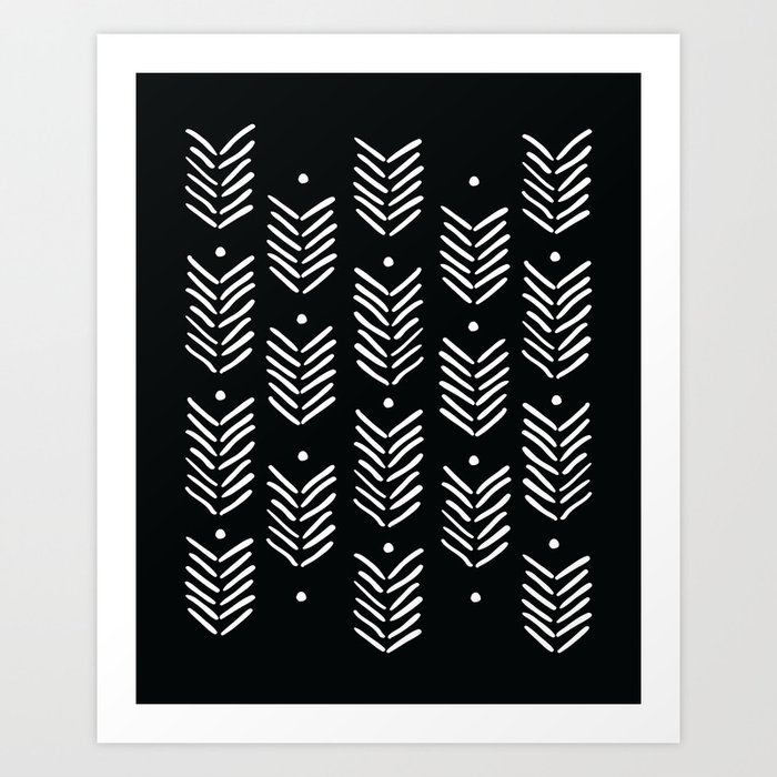 Arrow Lines Pattern 52 in Monochrome Art Print