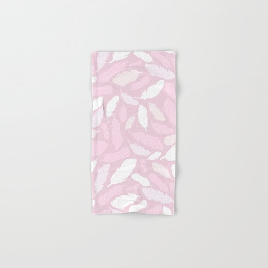 Feather Pattern Pink Hand & Bath Towel
