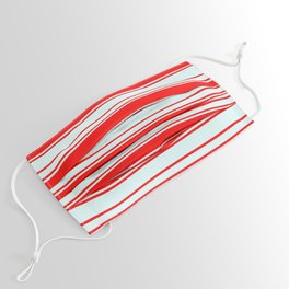 [ Thumbnail: Light Cyan & Red Colored Pattern of Stripes Face Mask ]