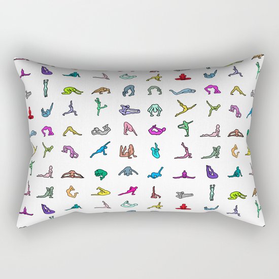 Rainbow Yoga Poses Rectangular Pillow