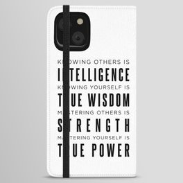 Knowing yourself is true wisdom - Lao Tzu Quote - Literature - Typography Print 1 iPhone Wallet Case