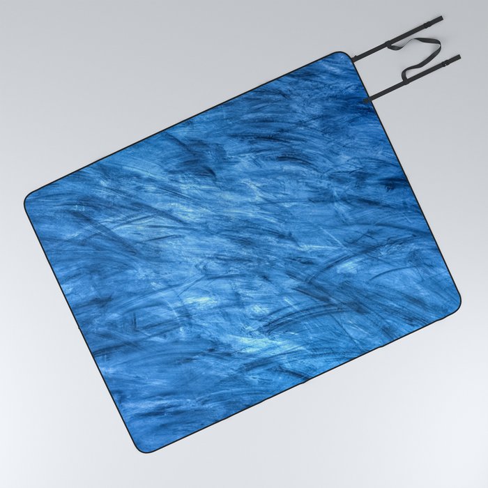 Blue Brushstrokes Picnic Blanket