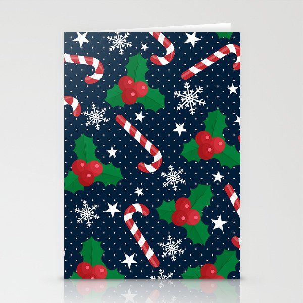 Christmas Seamless Candy and Berries 02 Stationery Cards