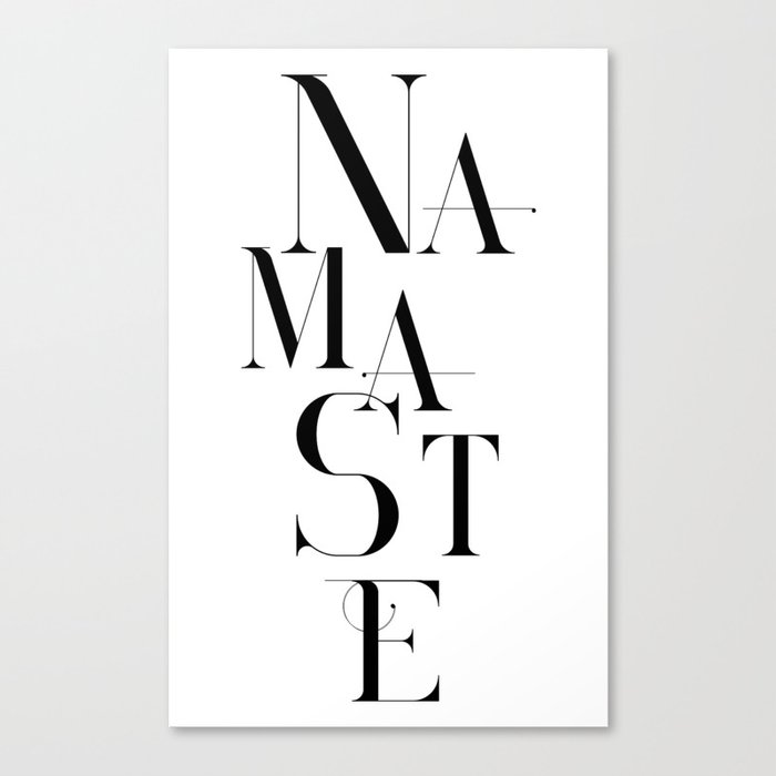 Namaste Greeting Word Black And White Canvas Print