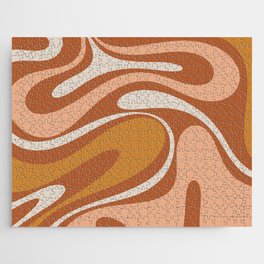 Retro Fantasy Swirl Abstract in Boho Earth Tones Jigsaw Puzzle