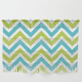 Lime Teal White Chevron Wall Hanging