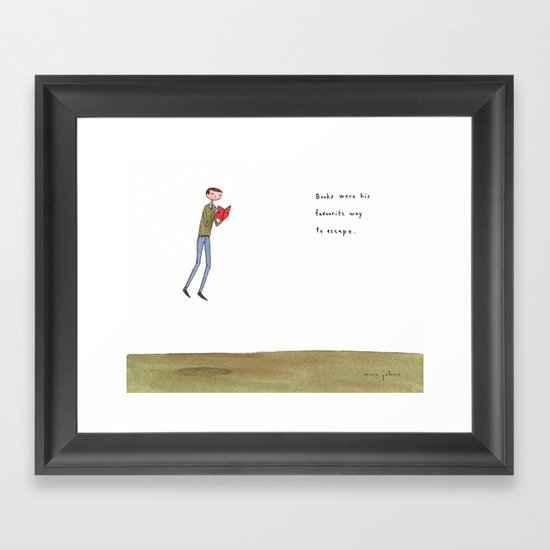 books were his favourite way to escape Framed Art Print