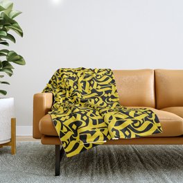 abstract pattern 6 black and yellow - calligraphy, typography design - abstract pattern Throw Blanket