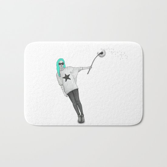 Girl with dandelion Bath Mat