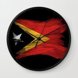 East Timor flag brush stroke, national flag Wall Clock