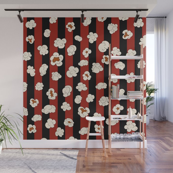 Popcorn retro Black lines 4 Wall Mural