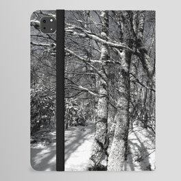 Birch Trees in the Snow in Black and White iPad Folio Case