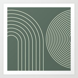 Geometric Lines in Sage Green 9 (Rainbow abstract) Art Print