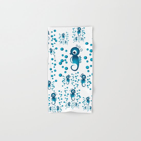 seahorses pattern in blue Hand & Bath Towel