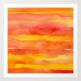 Watercolor Pattern Abstract Summer Sunrise Sky on Fire Art Print