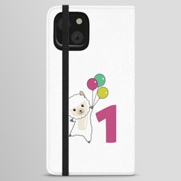 Alpaca First Birthday Balloons For Kids iPhone Wallet Case