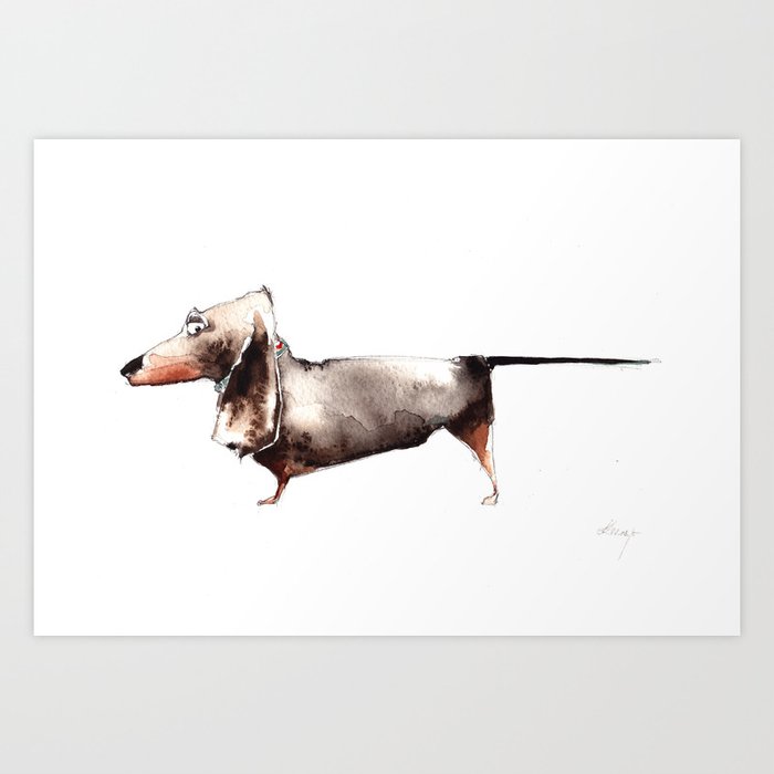 Sausage Dog Art Print by calzada | Society6
