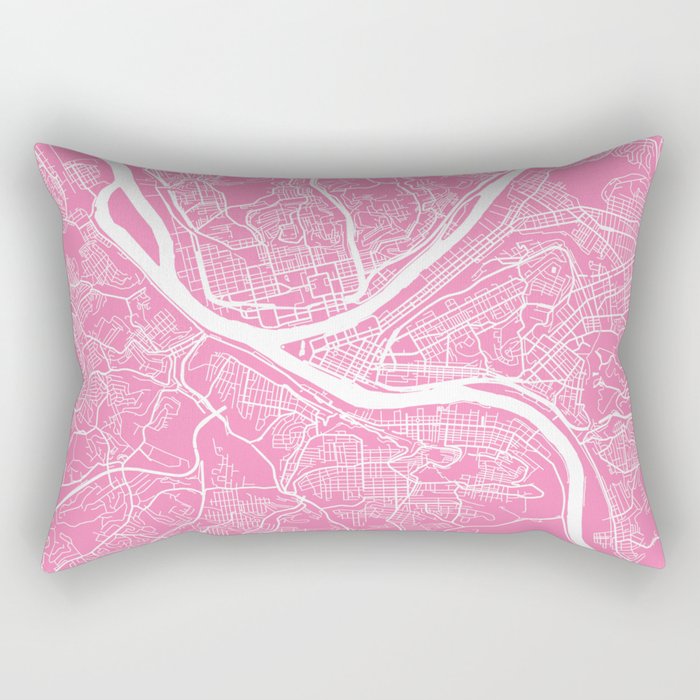 Pittsburgh map pink Rectangular Pillow