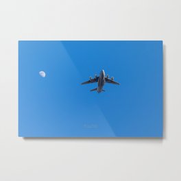 Fly me to the Moon Metal Print | Color, Usaf, Jetwithmoon, Militaryjet, C 17, Flyover, Blue, Photo, Moon 