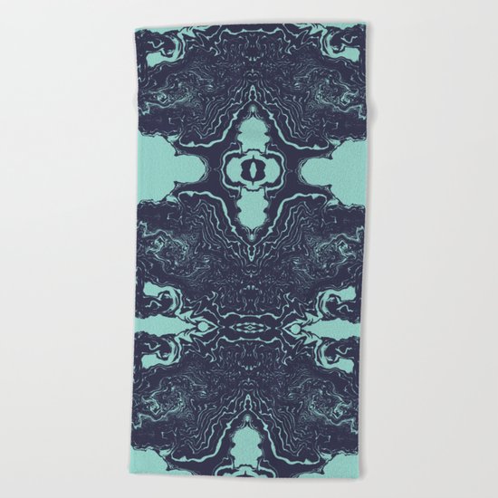 Shinzi - spilled ink abstract painting marble japanese paper marbling unique original art print Beach Towel