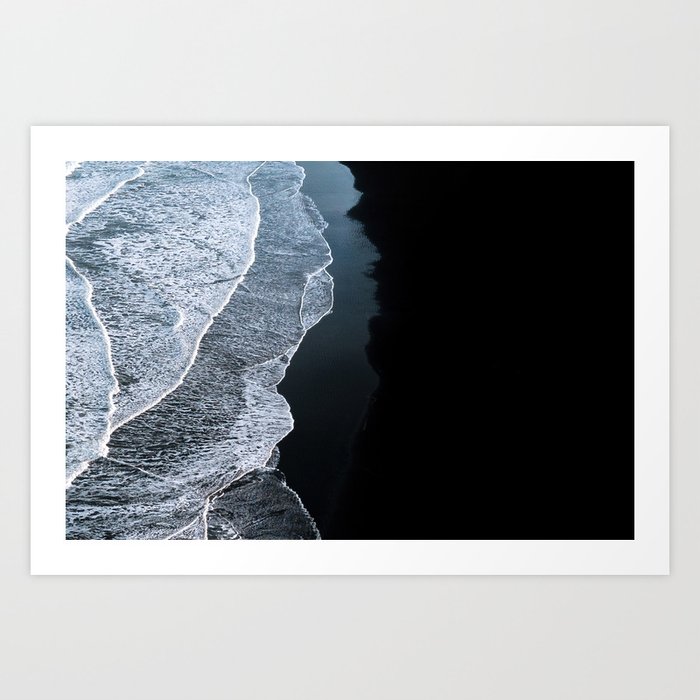 Minimalist Waves on a black sand beach in Iceland – Landscape Photography Art Print
