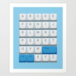 Keyboard Alphabet (Blue) Art Print
