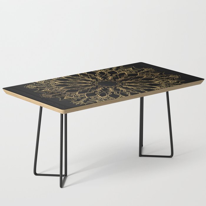 Golden Bee Mandala Coffee Table | Drawing, Digital, Mandala, Bees, Gold, Black, Burtonesque, Goth, Dark, Dark-decors